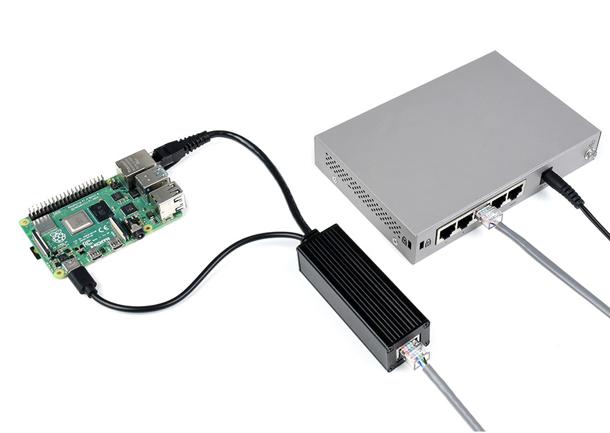 Industrieller Gigabit PoE Splitter, Metallgehäuseschutz, 5V 2.5A Type-C Ausgang