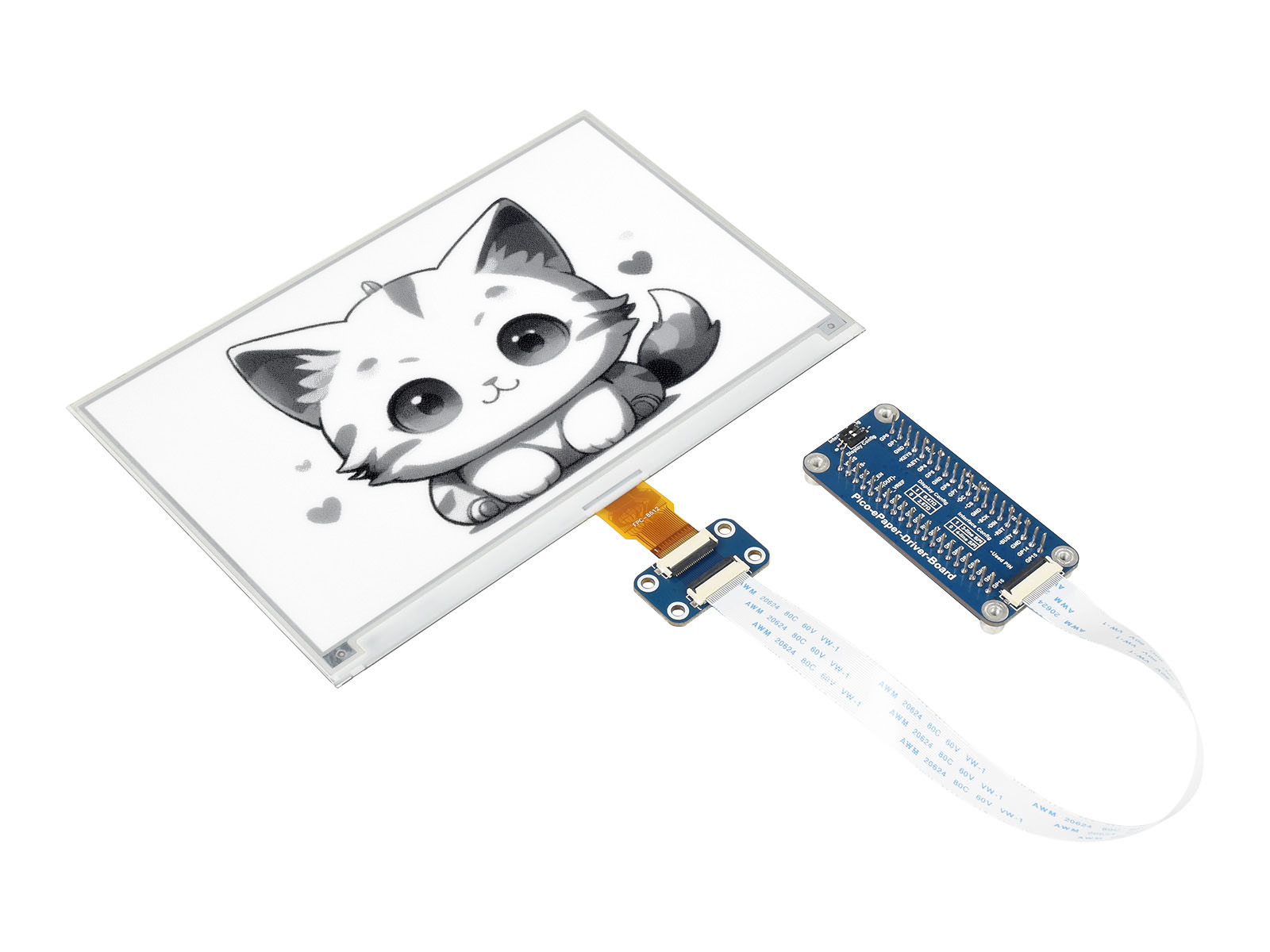 7,5-Zoll E-Paper E-Ink Displaymodul für Raspberry Pi Pico, 800×480, Schwarz/Weiß, SPI