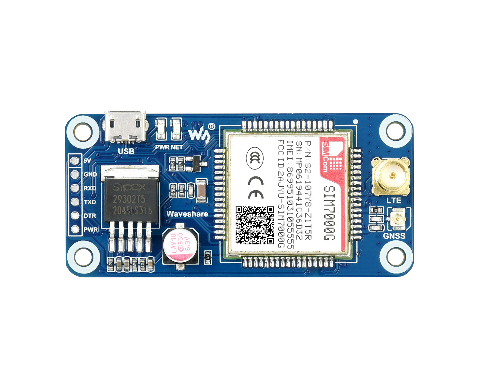 SIM7000G NB-IoT / Cat-M / EDGE / GPRS HAT für Raspberry Pi, GNSS, globale Bandunterstützung