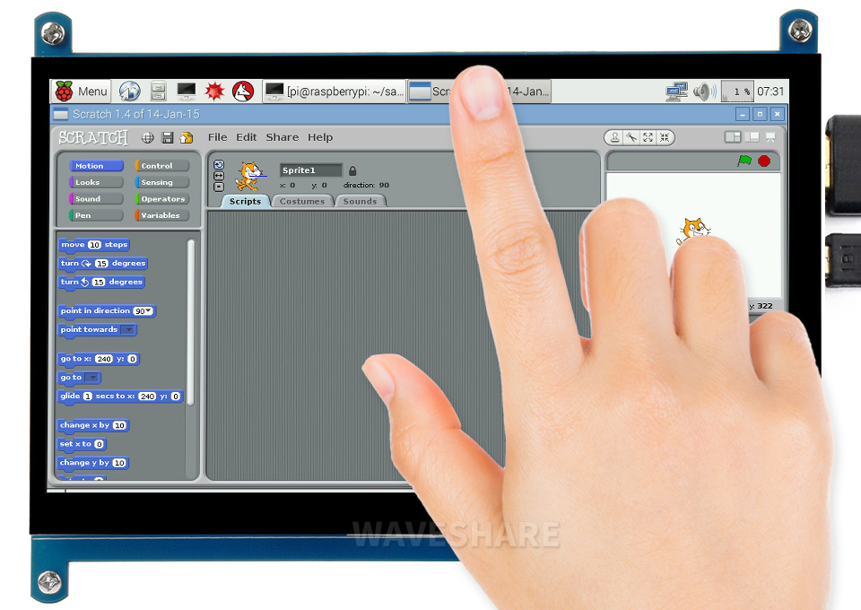 7-Zoll kapazitiver Touchscreen-LCD (C), 1024×600, HDMI, IPS, stromsparend