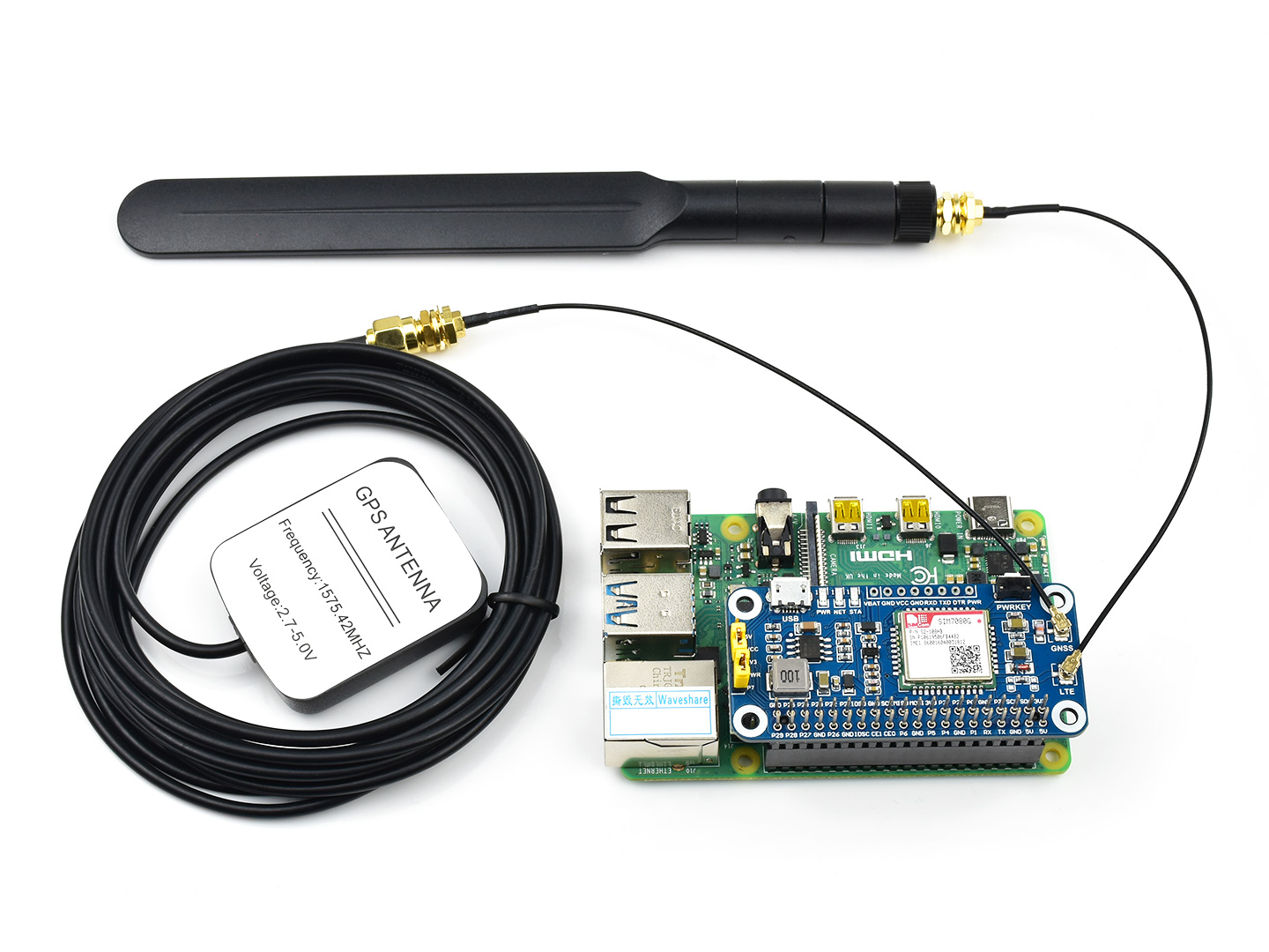 NB-IoT / Cat-M(eMTC) / GNSS HAT für Raspberry Pi, weltweit einsetzbar