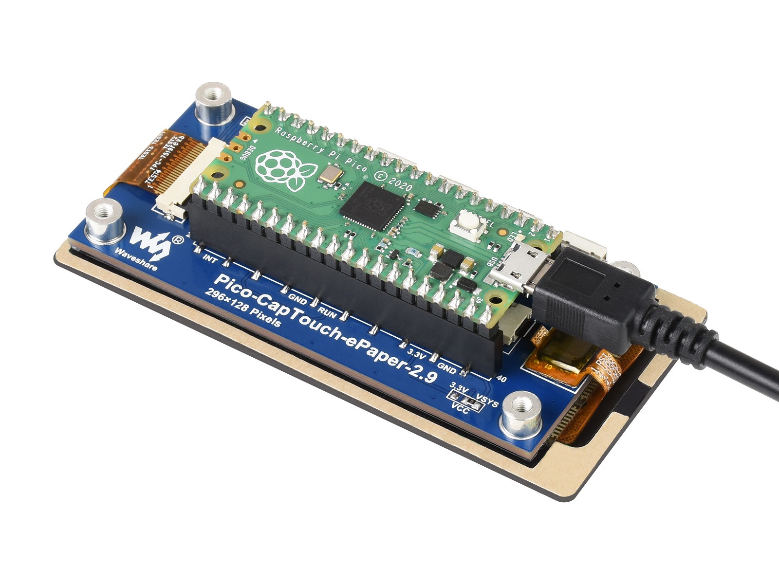 2,9-Zoll-Touch-ePaper-Modul für Raspberry Pi Pico, 296×128, Schwarz/Weiß, SPI