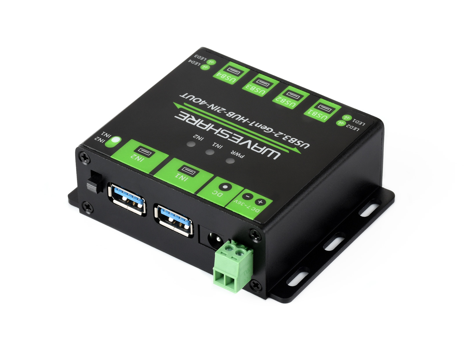 Industrieller USB-HUB, Erweiterung von 4x USB 3.2-Anschlüssen, umschaltbare Dual-Hosts, Mehrfachsicherheit