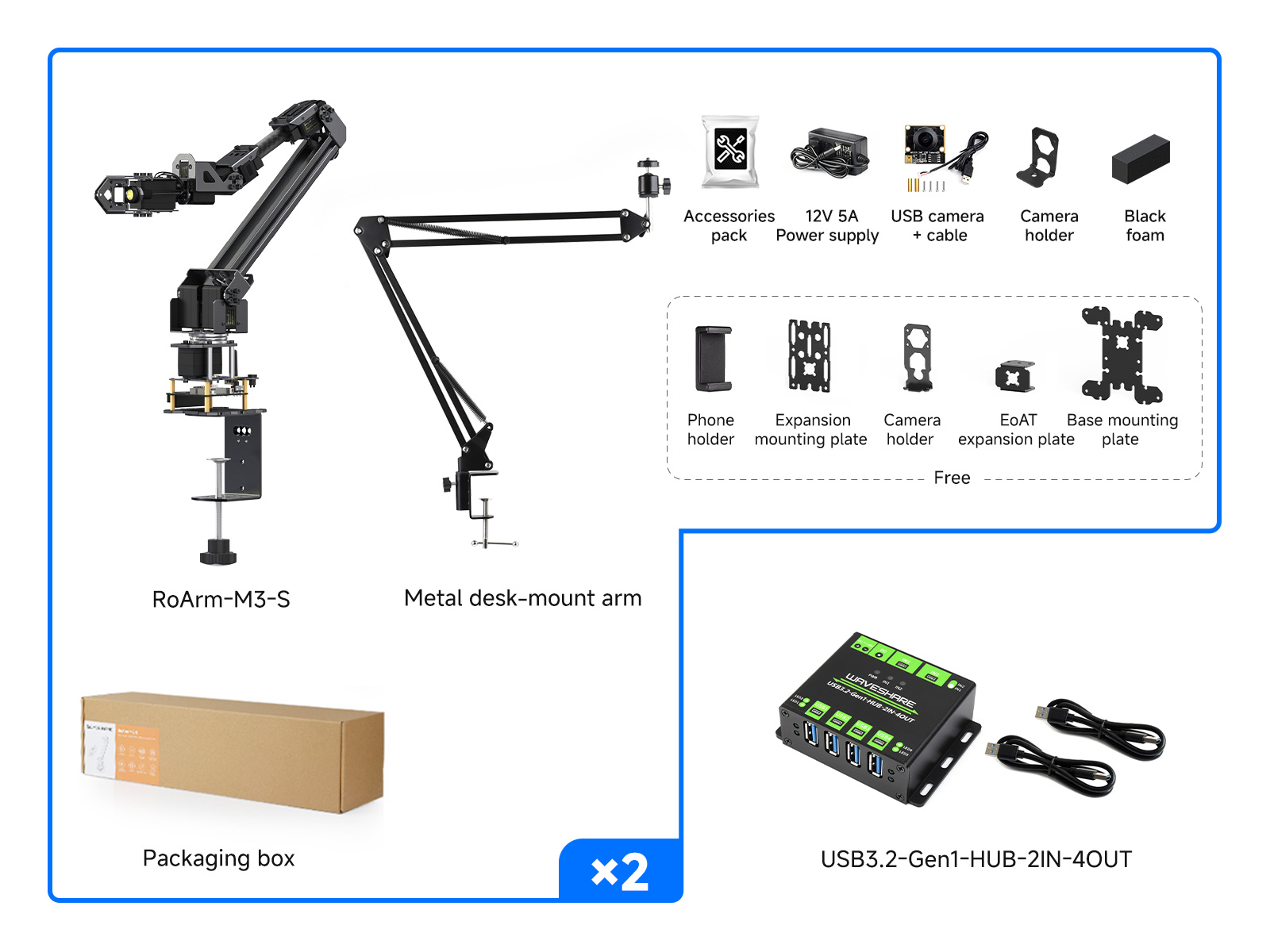 5 + 1 DOF Hochdrehmoment Serieller Bus-Servo Dualer Roboterarm KI-Kit, Unterstützt Hugging Face LeRobot KI-Roboterprojekt, Basierend auf ESP32, 2-DOF Handgelenkgelenk, Drahtlose Steuerung