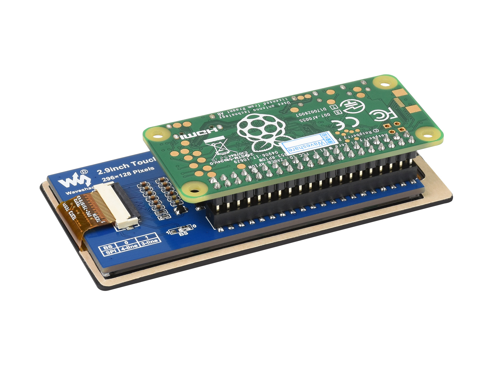 2,9-Zoll-Touch-E-Paper-E-Ink-Display-HAT für Raspberry Pi, 5-Punkt-Kapazitivtouch, 296×128, Schwarz/Weiß, SPI