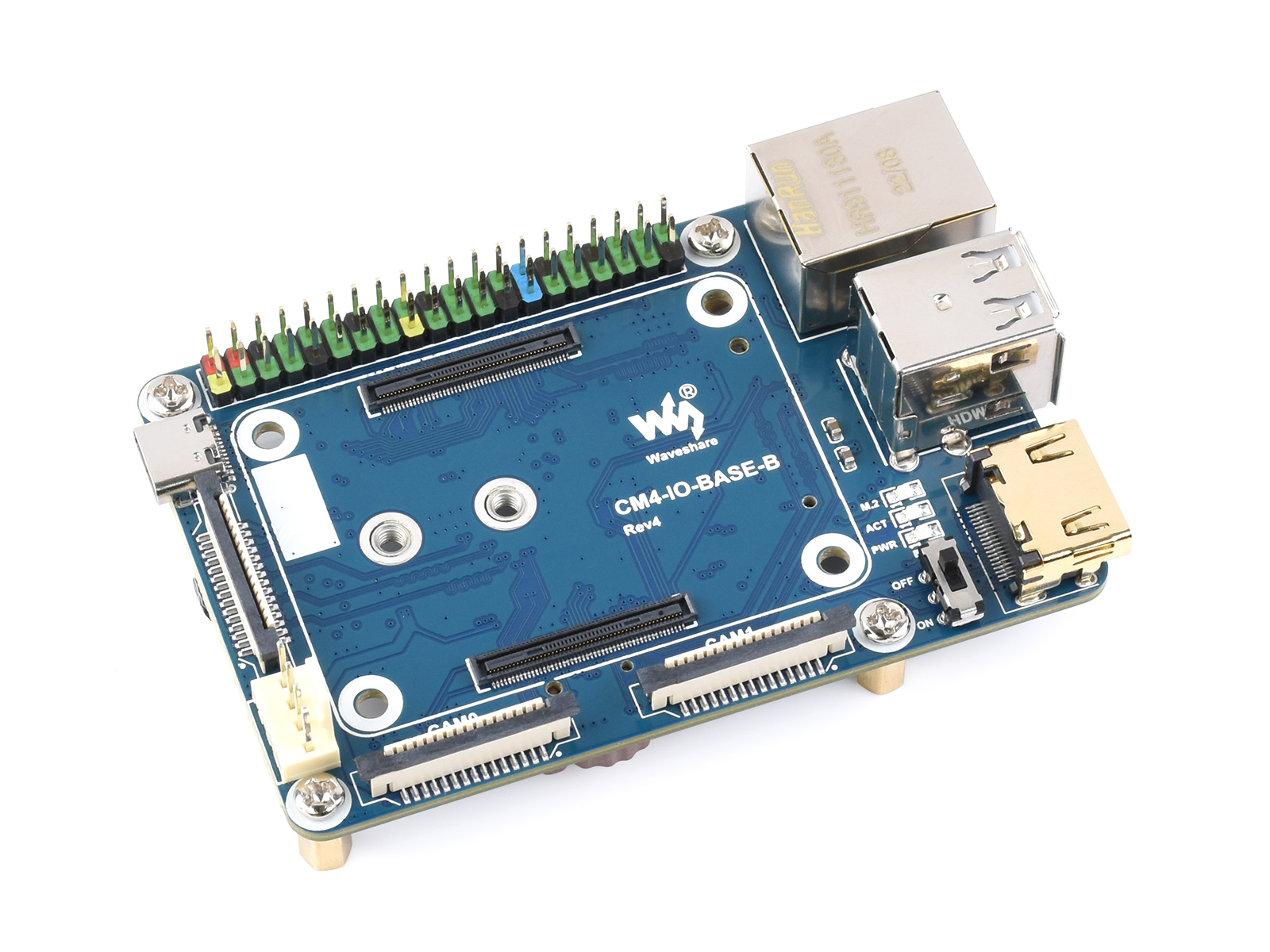 CM4-IO-BASE-BOX-B + USB-HDMI-Adapter, für Raspberry Pi Compute Module 4