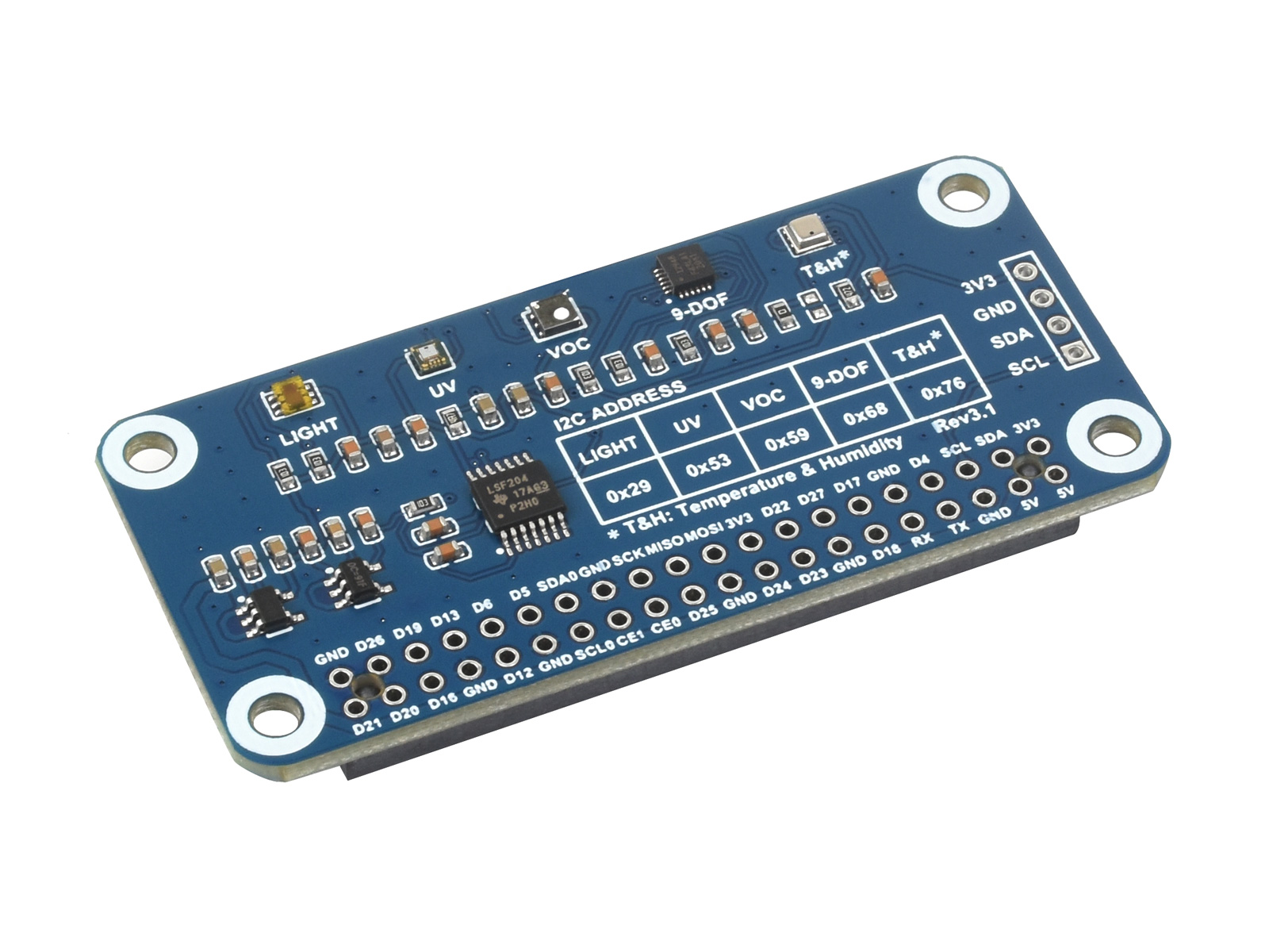 Umweltsensor-HAT für Raspberry Pi, I2C-Bus