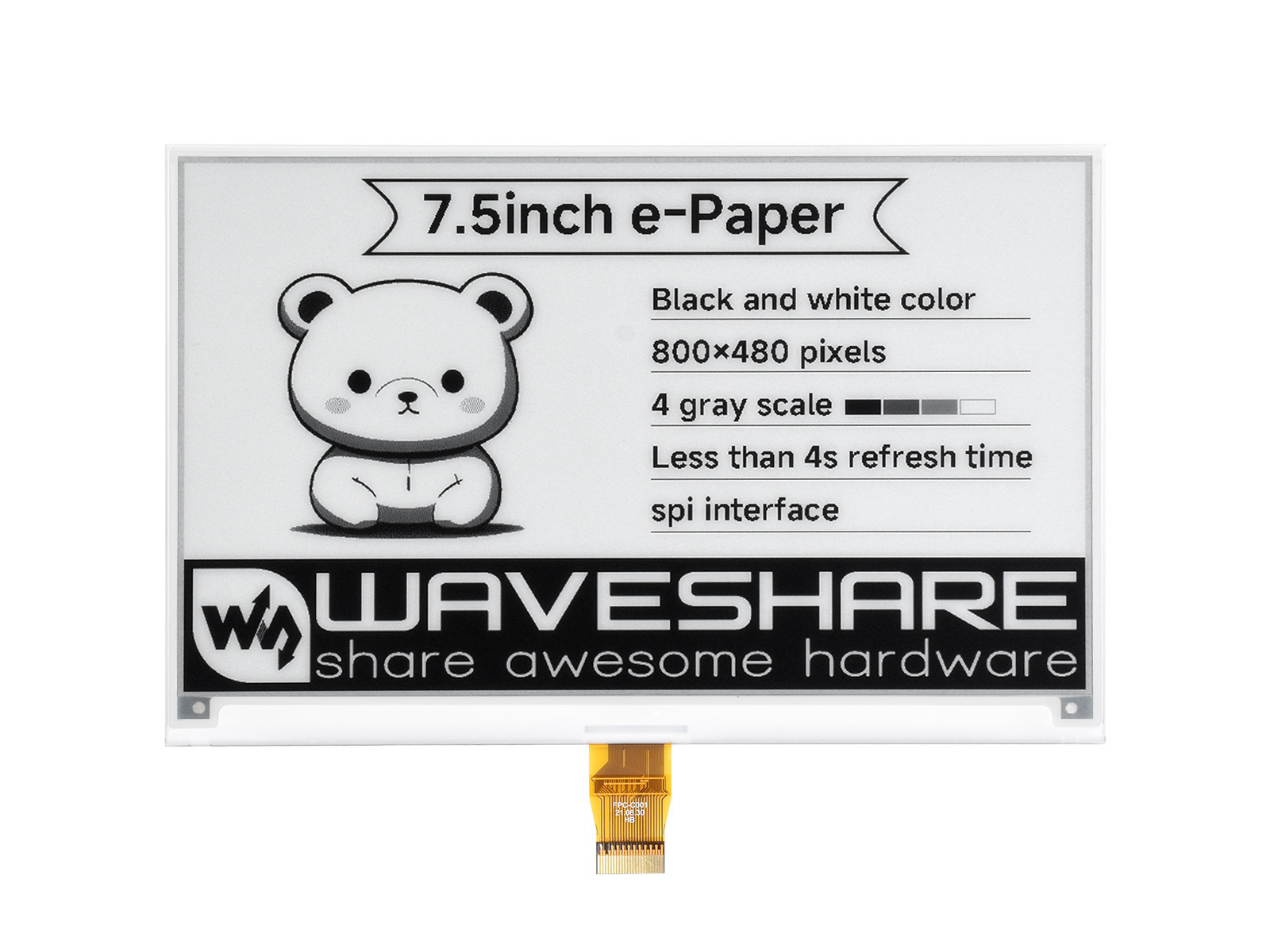 800×480, 7,5-Zoll E-Ink-Rohdisplay