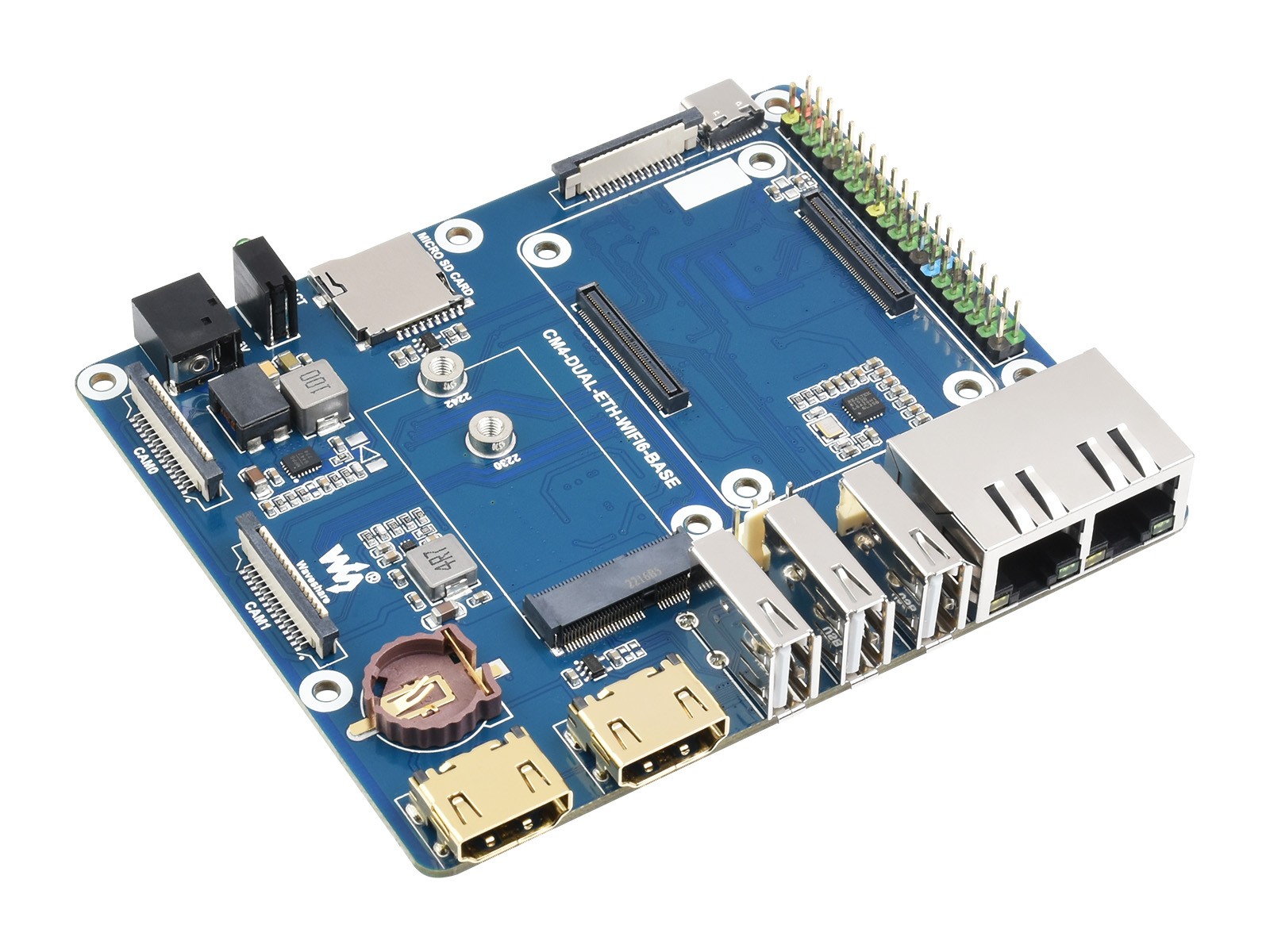 WIFI6 Dual ETH Mini-Computer, entwickelt für Raspberry Pi Compute Module 4 (NICHT enthalten), mit onboard M.2 E-Key-Slot