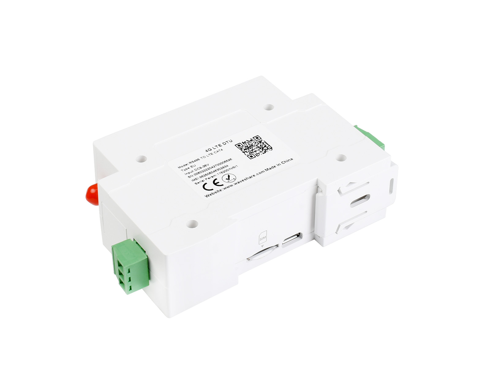 Industrielles 4G-DTU, RS485 auf LTE CAT4, Hutschienenmontage, für EMEA, Korea, Thailand, Indien, Südostasien
