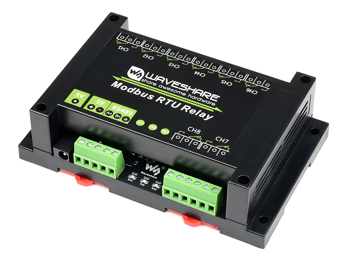 Industrielles Modbus-RTU-Relaismodul mit 8 Kanälen und RS485-Schnittstelle, Mehrfach-Isolationsschutzschaltungen, 5V-Stromversorgung