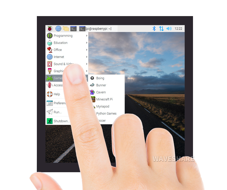 4-Zoll quadratischer kapazitiver Touchscreen-LCD (C) für Raspberry Pi, 720×720, DPI, IPS, gehärtete Glasabdeckung, stromsparend